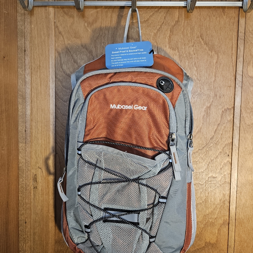 Mubasel Gear Hydration Orange Gray Backpack NWT, Insulated